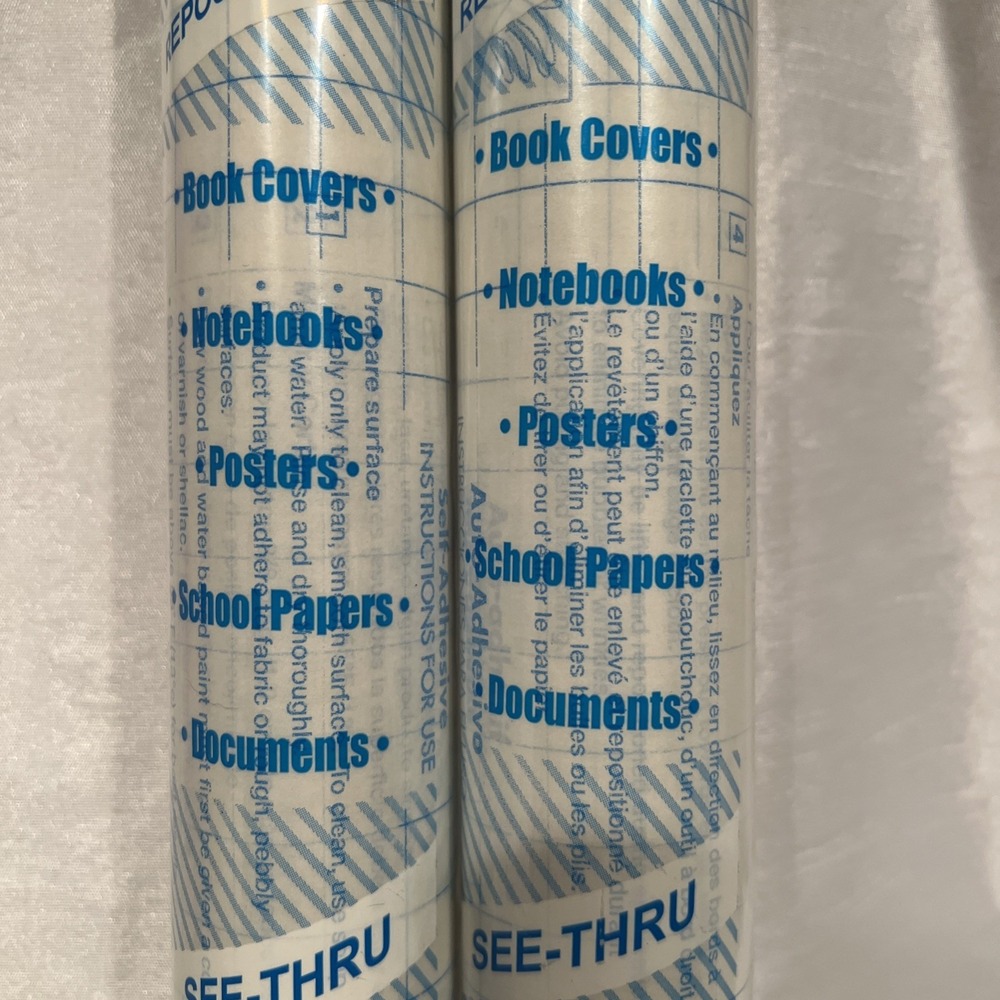 Set of 2 Rolls Con-Tact Paper - Clear Cover Adhesive‎ Covering Removable 18"x20' - Picture 3 of 3